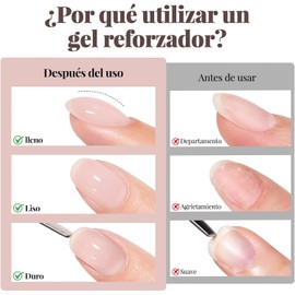 CHERIMOYA Gel UV LED Refuerzo Rosa Nude Claro 15ml Uñas Naturales Débiles