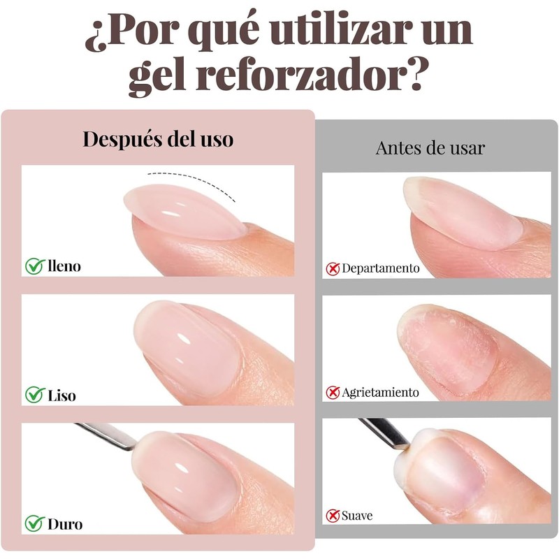 CHERIMOYA Gel UV LED Refuerzo Rosa Nude Claro 15ml Uñas