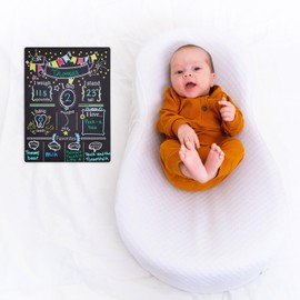 BLUE PANDA Baby Milestone Chalkboard – Monthly Age Tracking Growth Sign for Boys and Girls, First Birthday Board (11.6 x 15.6 in) - Birthday Chalkboard Sign