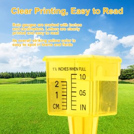 Pletpet 10&15&20P Rain Gauge Outdoor, 1.5" Sprinkler Gauge Lawn Water Gauge for Rain with Wide Mouth Water Measuring Tool for Yard Garden Lawn Decor(15, Yellow)