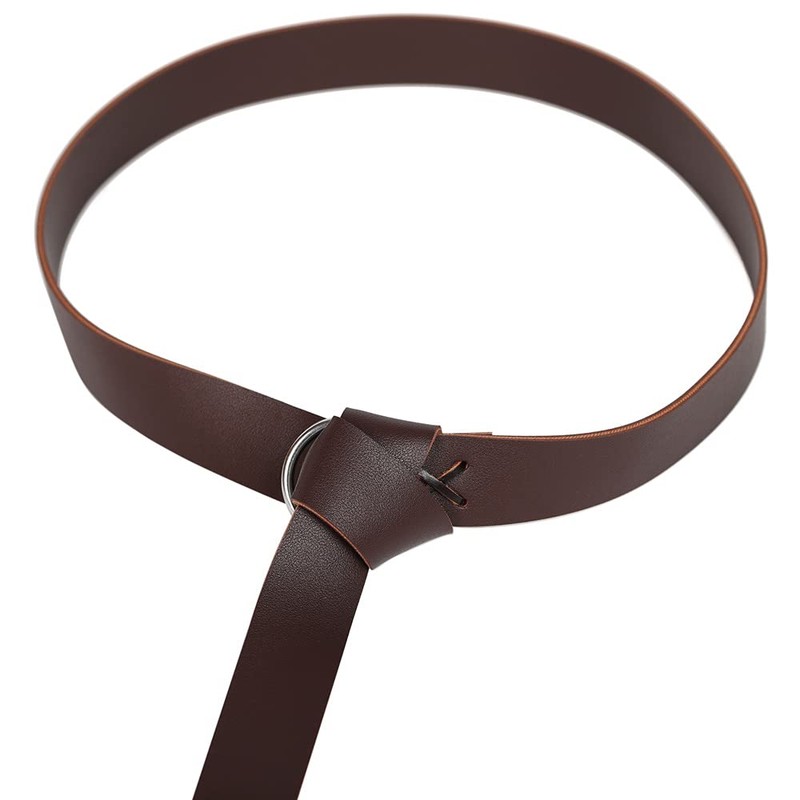 Linghe Medieval Leather Viking Cow Rope Belt LARP Renaissance Belt