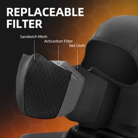 ROCKBROS Balaclava Ski Mask with Zipper Cold Weather Full Face Cover Waterproof for Men Women Winter Fleece Hood Black for Skiing Cycling