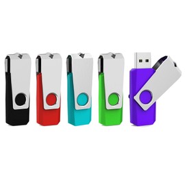 Aiibe 5 Pack 64GB Flash Drive USB Flash Drives 64GB Thumb Drive USB 2.0 Memory Stick USB Drive Zip Drive Jump Drive 64GB Multipack (64G, 5 Mixed Colors: Black Red Cyan Green Purple)