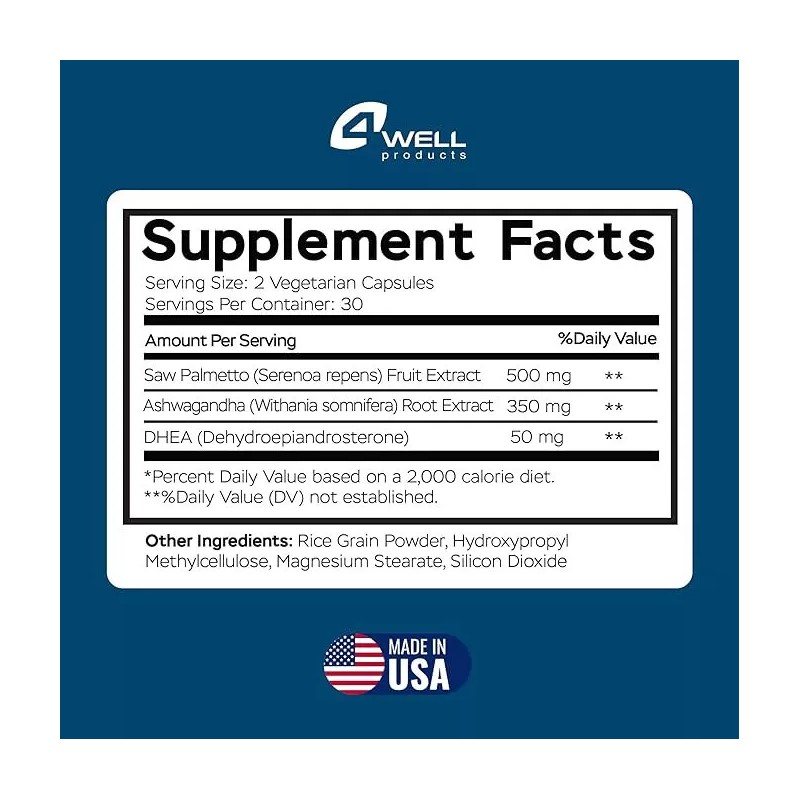 4Well Products Improved Complex Saw Palmetto for Men with DHEA