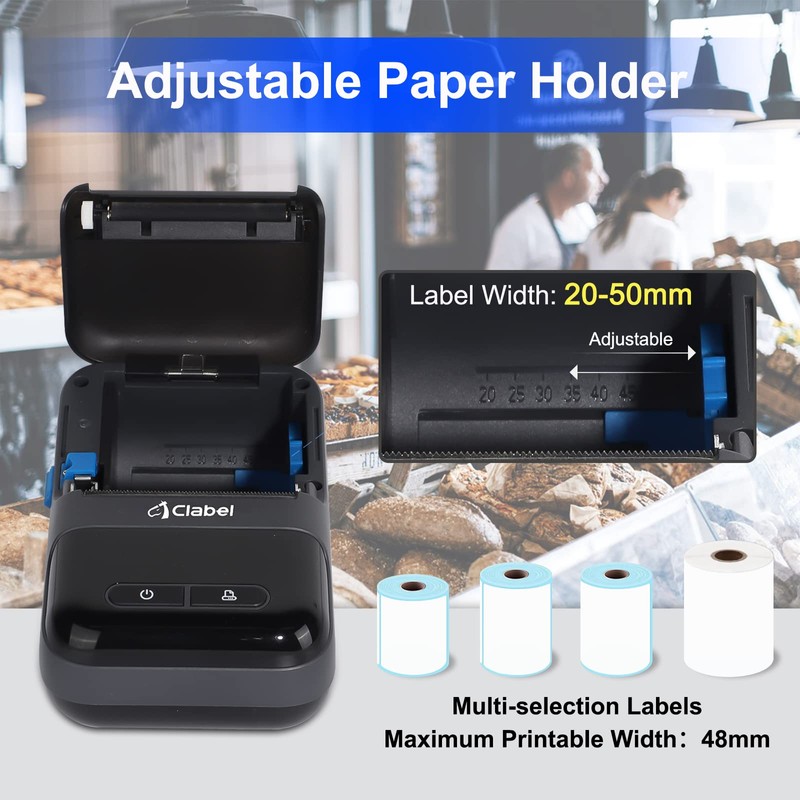 Label Maker CLABEL 220B, Portable Barcode Printer, Mini Wireless Thermal