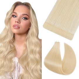 TESS Tape-In Extensions, Real Hair, 10 Pieces, 25 g, Double Stitched Tape-In Extensions, Remy Real Hair Extensions, Tape-In Hair Extensions, #24 Medium Blonde, 55 cm