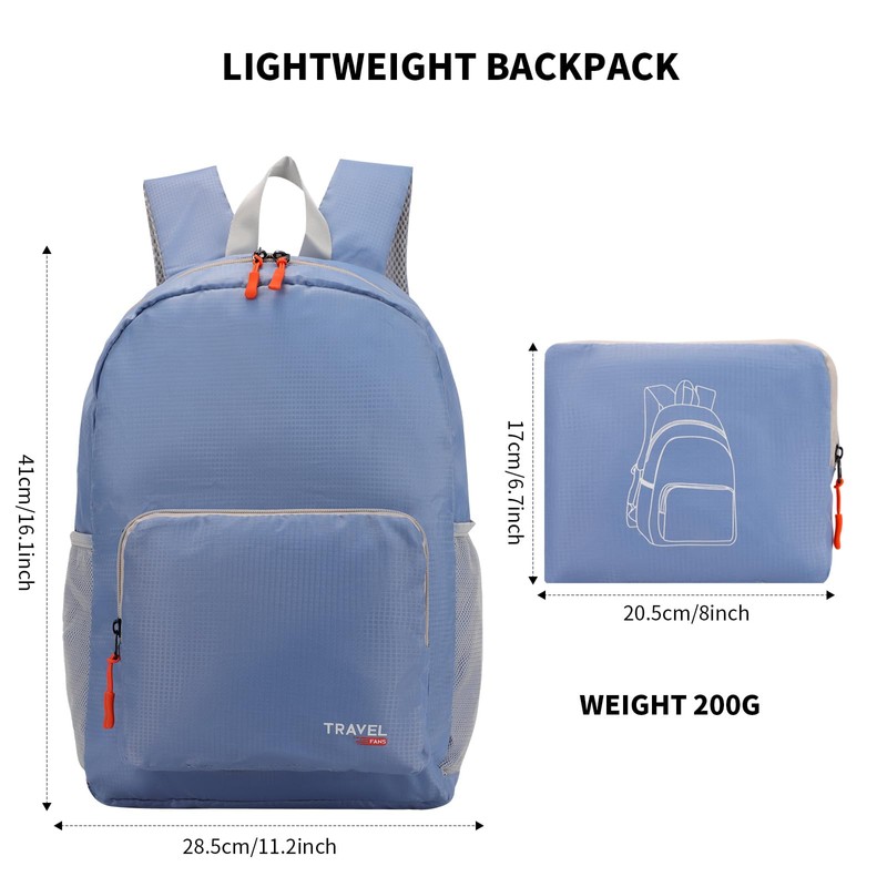 20-35L Lightweight Foldable Backpack, Student Backpack, Small Rucksack Water Resistant