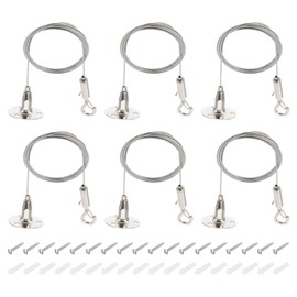 PATIKIL 4 Pcs Adjustable Picture Hanging Wire Kit, 2m/6.6ft Fit for 1.5mm Wire Heavy Duty Stainless Steel Wire Rope Hanger Hardware with Hanging Disc for Hanging Mirrors, Frames