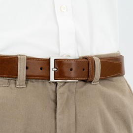 LINDENMANN Men's Leather Belt 35 mm Wide Belt Cowhide Leather Belt Cognac, brown, 105