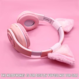 otuiaim Kitty Ears Decorative Headphones, Universal Cosplay Decoration Compatible with HypreX Cloud/Cloud II/Cloud Flight/Logi G, etc, Installation with Adjustable Mounting Straps, Pink