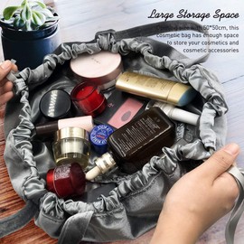 Tyuodna Women's Cosmetic Bag, Cosmetic Bag with Drawstring, Make Up Bag, Portable Lazy Bag, Large Cosmetic Bag, Makeup Bag Organiser, gray, Fashion