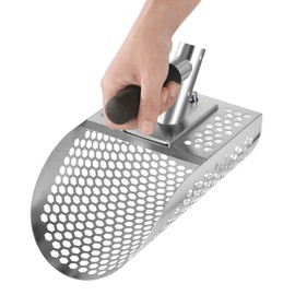 YHANNI Sand Scoop Heavy Duty Stainless Steel Sand Scoop and Shovel for Metal Detecting at The Beach - Fast Sifting Treasure Hunting Tool (Scoop)
