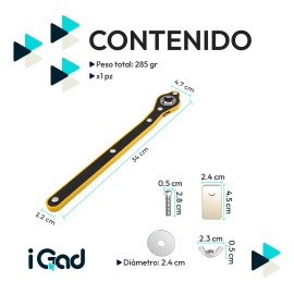 Llave Crique Universal Igad Matraca Para Gato Mecánico Mango Antideslizante