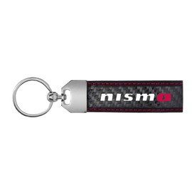 iPick Image Made for Nissan NISMO Real Black Carbon Fiber Loop Strap Key Chain with Red Stitching