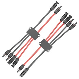 HCOVTXR 1 Pair Solar Connectors Y Branch, 2 to 4 Solar Parallel Connector for 2 Solar Panels,12AWG-10AWG Solar Wire Connectors Waterproof
