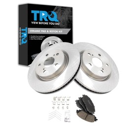 TRQ Front Brake Pad and Rotor Set Ceramic Compatible with 2019-2024 Lexus ES250 ES300h ES350 UX200 UX250h Toyota Avalon C-HR Camry Corolla Cross RAV4 Venza