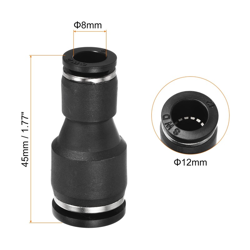 PATIKIL 12mm to 8mm Reducing Push to Connect Air Line