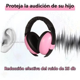 BAYLOVE Orejeras Antiruido para Niños, Audifonos Bloquea Sonido para Niños, Protección Auditiva para Bebés, Reducción de Ruido 25 dB, Audifonos Antiruido de Viajar Dormido, Longitud Ajustable(Rosado)