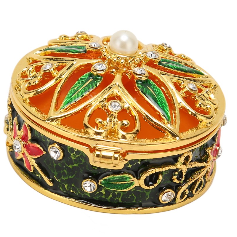 Metal Jewelry Box Innovative Exquisite Hand Painted Hinged Jewelry Organizer
