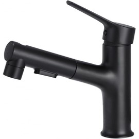 WIMPBLADB Faucet for Bathroom Sink Single Hole Pull Out Bathroom Faucet Brass Undermount Basin Faucet-Gray(Black)