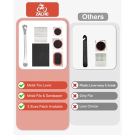 Zacro Bike Puncture Repair Kit - 34 PCS Bike Tyre Puncture Repair Kit with 2 Vulcanizing Fluid, 24 Puncture Repair Patches, 2 Stainless Steel Levers, 3 Metal Rasps for Mountain MTB BMX Ebike Scooter