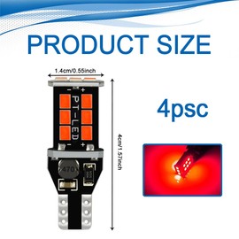 RGOAANC 4 bombillas LED 912 921 para luces de marcha atrás, foco de ruptura, luz de freno brillante 2835-15SMD, accesorios de coche W16W estable IC Drive foco de repuesto para vehículos (rojo)
