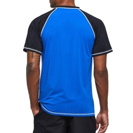 Arcweg Rashguard Men Short Sleeves Diving UV Protection UPF 50+ Elastic Rash Vest Loose Fit Top Swimming Quick Drying Surfing Pool T-Shirt Sports Top Rashie XL (US) Blue and Black