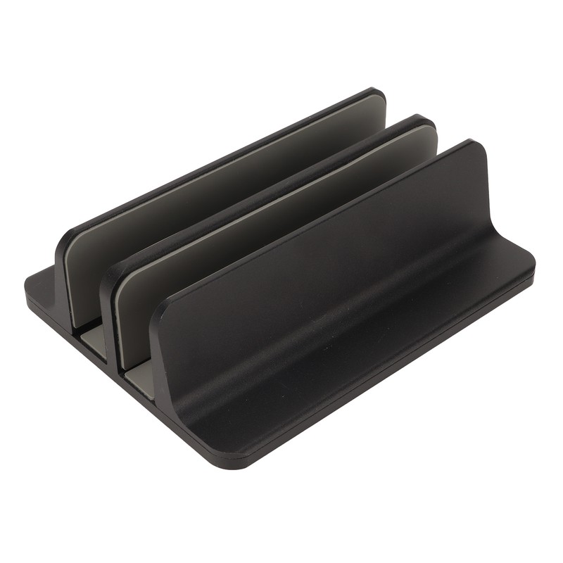 Vertical Laptop Stand Aluminum Alloy Double Dock Black Multifunctional Cooling