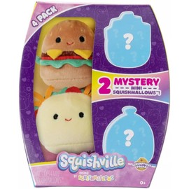 Squishmallows Squishville! Scrumptious Squad 2-Inch Mini Plush, 4-Pack Set