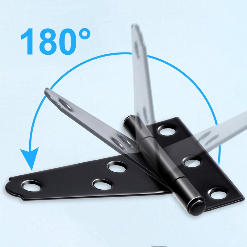 HINZIC 10Pcs 2 Inch Black T-Strap Shed Hinge, Barn Door