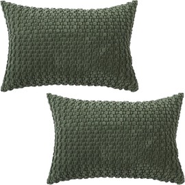 Tennove Cushion Covers 30x50cm Decorative Modern Olive Green Pillow Cases Pack of 2 Corduroy Boho Soft Throw Pillow Covers Square Pillowcases for Sofa Living Room Bed Home Decor