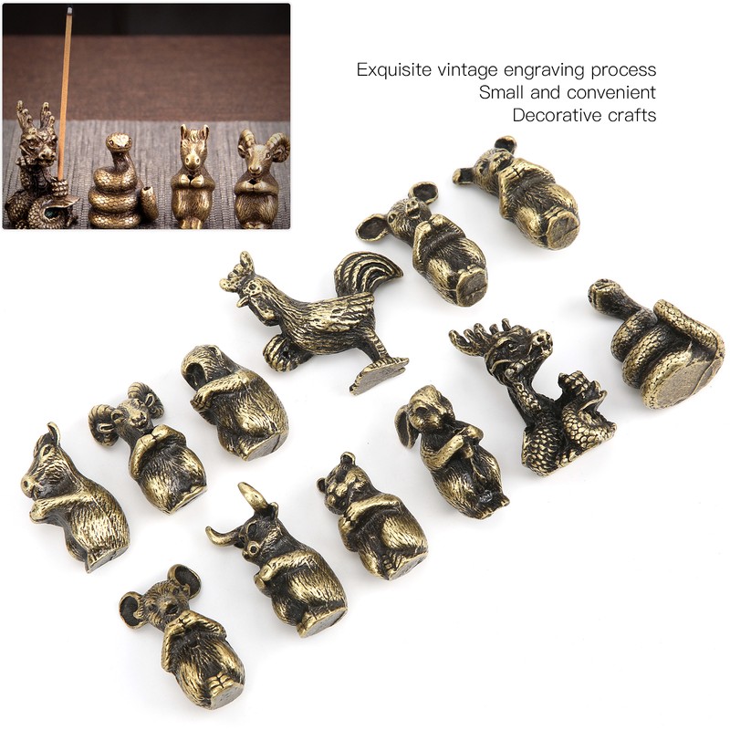 12Pcs Incense Holder Retro Zodiac Household Alloy Home Decoration for
