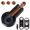 Tesonway Cigar Ashtray with Cigar Cutter Set, Cigar Cutter Guillotine,