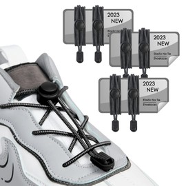 flintronic Elastic shoelaces with quick release, adjustable with strong closure for adults and children, men, women, #6 Black-6 Pair