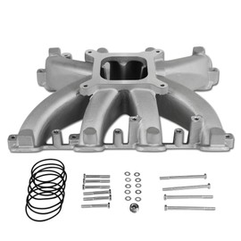 JGhyperX 300-131 LS Mid-Rise Carbureted Intake Manifold Aluminum Single Plane Compatible with Chevy GM LS Gen III, IV LS3 L92 V8 Engine 6.2L Rectangular Port Cylinder Heads 2500-7000 RPM