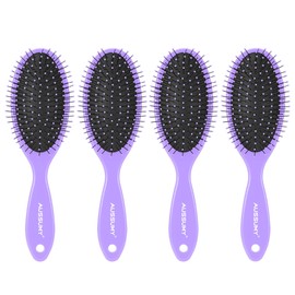 Air Cushion Detangling Hair Brush - 4 Pack Detangler Hairbrush with Ultra Soft Bristles for Effortless Tangle Removal - For Wet Dry Damaged Curly Hair for Women Men Boys Girls Kids - Purple