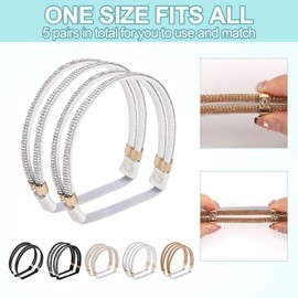 5 Pairs Rhinestone High Heels Shoe Straps, 5 Colors High Heel Shoe Lace Replacement Elastic Detachable Shoe Belt Band for Ankle Holding Loose High Heels Slipper Flat Shoes