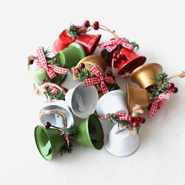 Zsail Christmas Bells Ornaments, White, Red, Gold Christmas Decoration Christmas Tree Bells Pendant Christmas Craft Bells for Christmas Holidays Party Decoration (Double Bells-4 Colours)