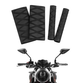 CJQRL Pack of 4 Motorcycle Grips Non-Slip Heating Grips Motorcycle Non-Slip Heat Shrinkable Motorcycle Grip Cover for Ducati Honda Yamaha Grip, Mesh Texture (Black)