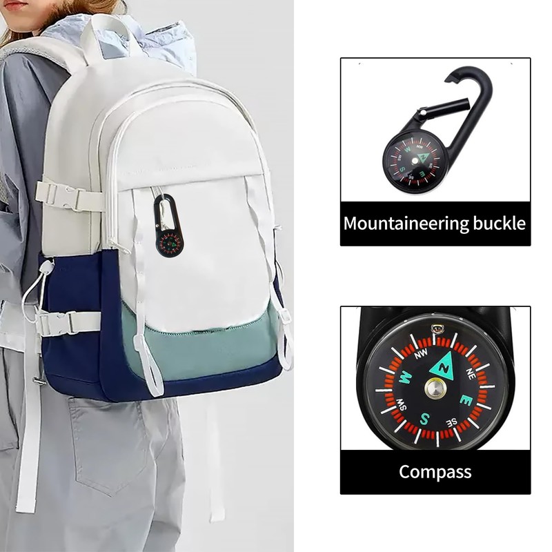 Pack of 6 Compass with Carabiner Hook Compass Key Ring