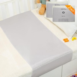 PROMEED 2 Pack Baby Silk Bassinet Sleeve, 23 Momme Pure Silk Cot Semi Sheet, Adjustable for All Standard Bassinet/Cradle/Cot/Crib Mattress (Light Grey)