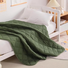 NTBAY Toddler Comforter Lightweight Warm Baby Crib Blanket Olive Green