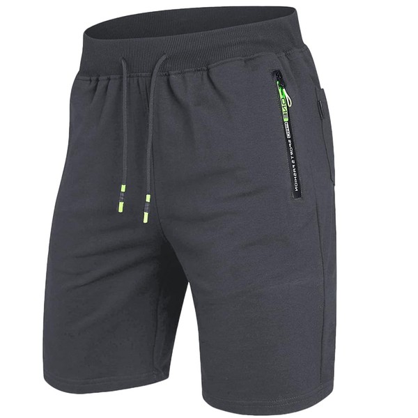 ZOXOZ Men's Shorts Summer Cotton with Zip Pockets, darkgray