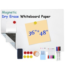 Magnetic Dry Erase Whiteboard Paper,48" x 36" Magnetic White Board Film,Repeatable Writing for Home,School,Office