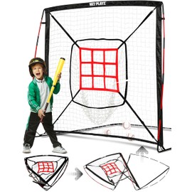 Baseball Net - 9 Strike Zone Pitching Net Hitting Net Batting Practice Net, Baseball Gifts for Kids Children Teens & Youth | Training Aids Equipment (Portable & Quick-Fold) 5x5ft