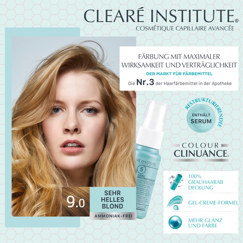 Clinuance Permanent Colouration without Ammonia, Sensitive Hair, 9.0 Very Light