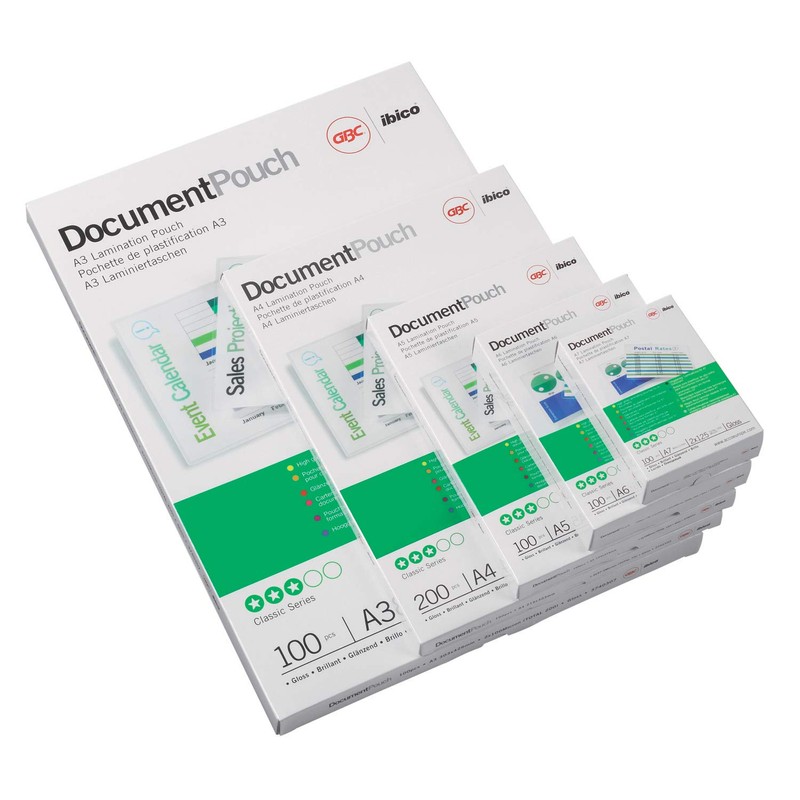 GBC 60x90mm 2x125 Micron Gloss Card Laminating Pouches, Pack of