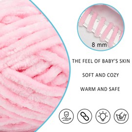 Velvet Yarn Chenille Yarn for Crocheting and Knitting Soft Chenille Bulky Baby Blanket Yarn DIY Weaving Craft 2pack Pink(4oz 132yds Each)