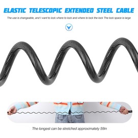 HZEL Motorcycle Helmet Lock, Retractable Small Bike Cable Lock with 4 Digit Combination Code, Anti Theft Motobike Locking Device Accessories, Universal for Bicycle, Baby Stroller, Skis (Black)