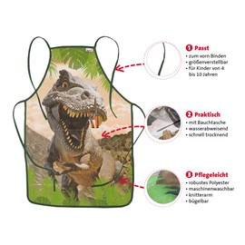 ROTH Tyrannosaurus Apron for Children from 4-10 Years with Pocket - Mud Coat, Craft Apron, Painting Apron, dino